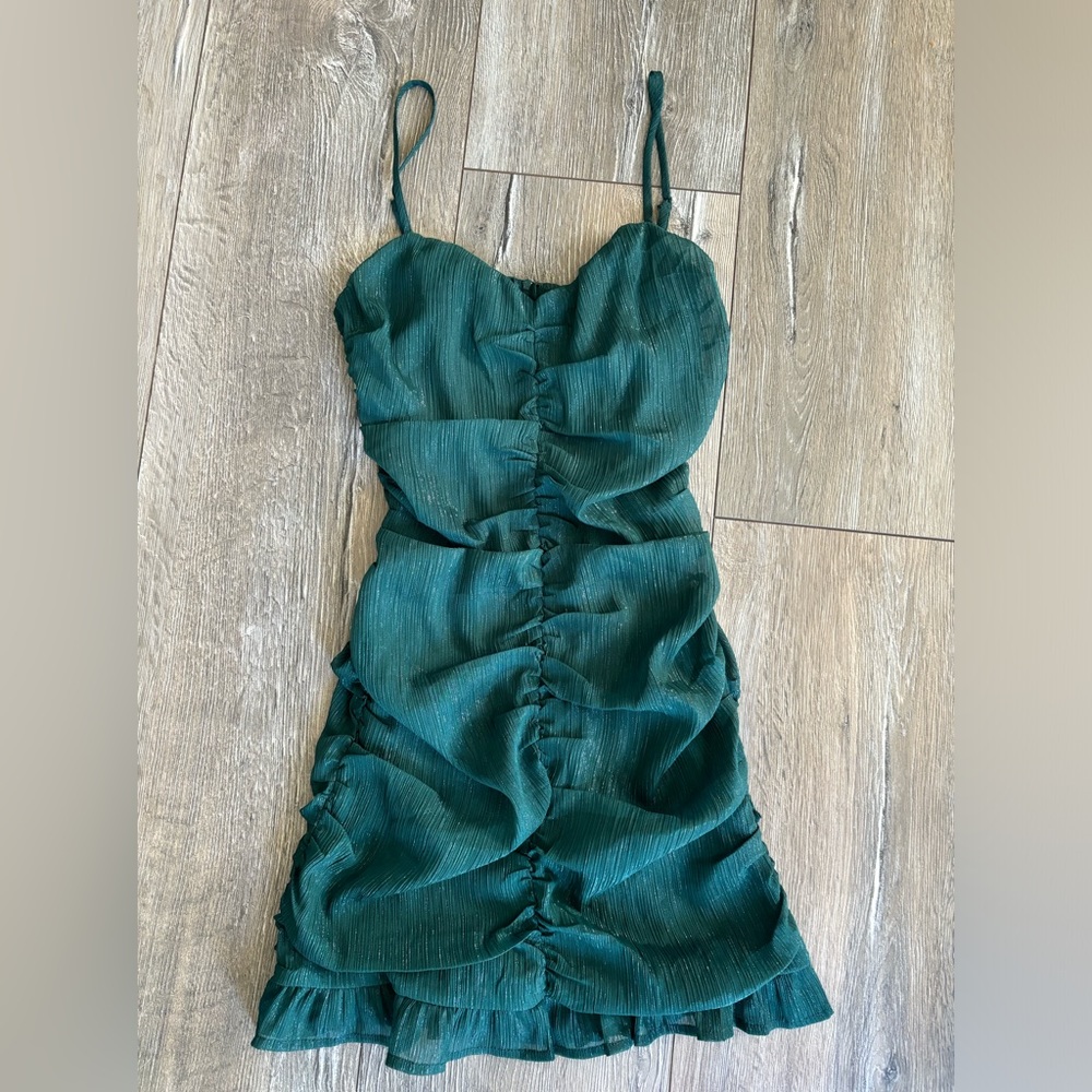 NWT forest green metalic dress